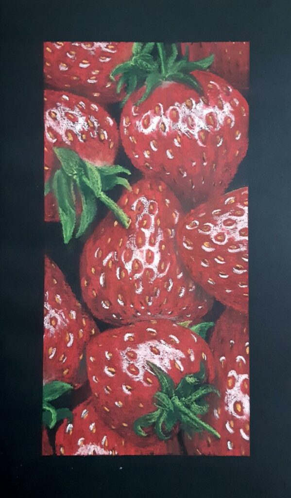 Kreidezeichnung frischer Erdbeeren